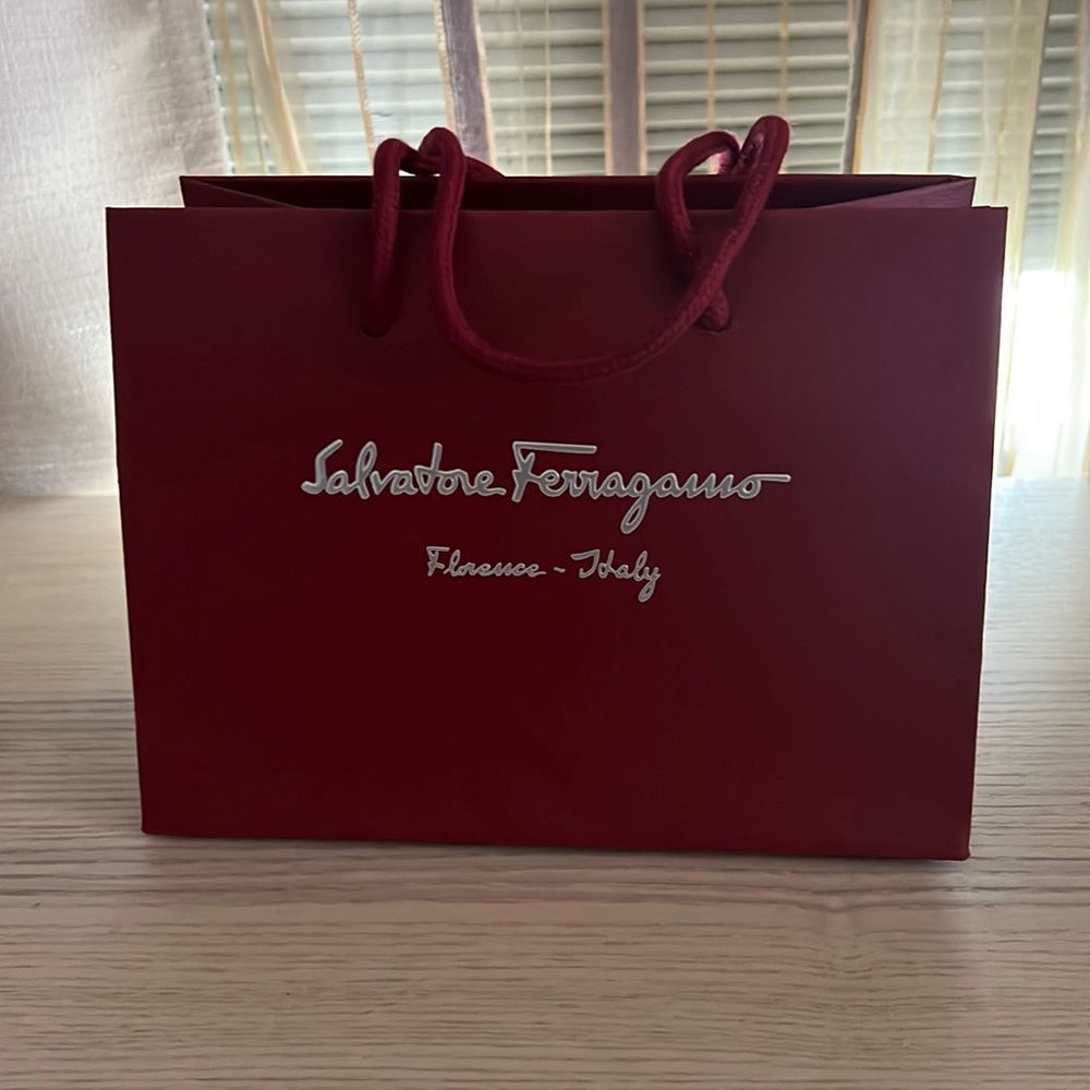 Authentic Salvatore Ferragamo small red shopping bag